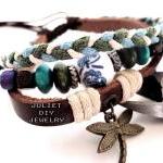 Dragonfly Charm Bracelet From Genuine Leather And..