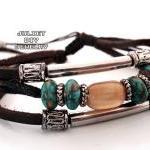 Beautiful Agate And Turquoise Bead Leather..
